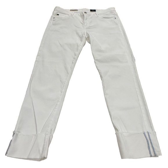 Adriano Goldschmied The Stevie Cuff Slim Straight Cuffed Women's White Jeans 31 - Picture 1 of 10
